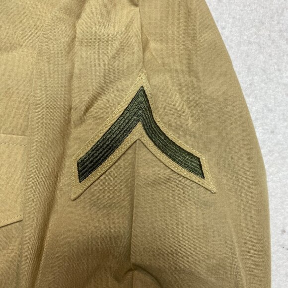 DSCP Uniform Shirt Mens 15.5 Tan Long Sleeve Military Perfect Fit Button Up - Picture 10 of 10